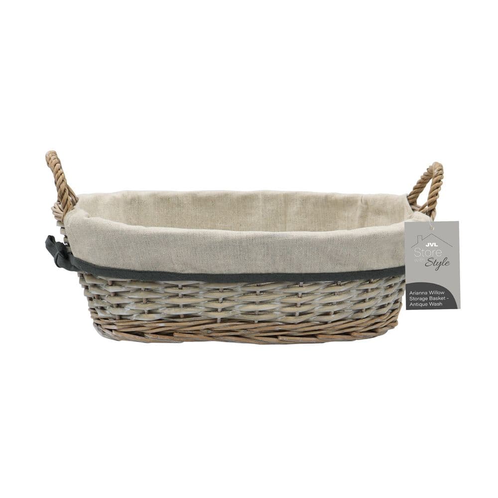 Arianna Oval Willow Storage Baskets Wash