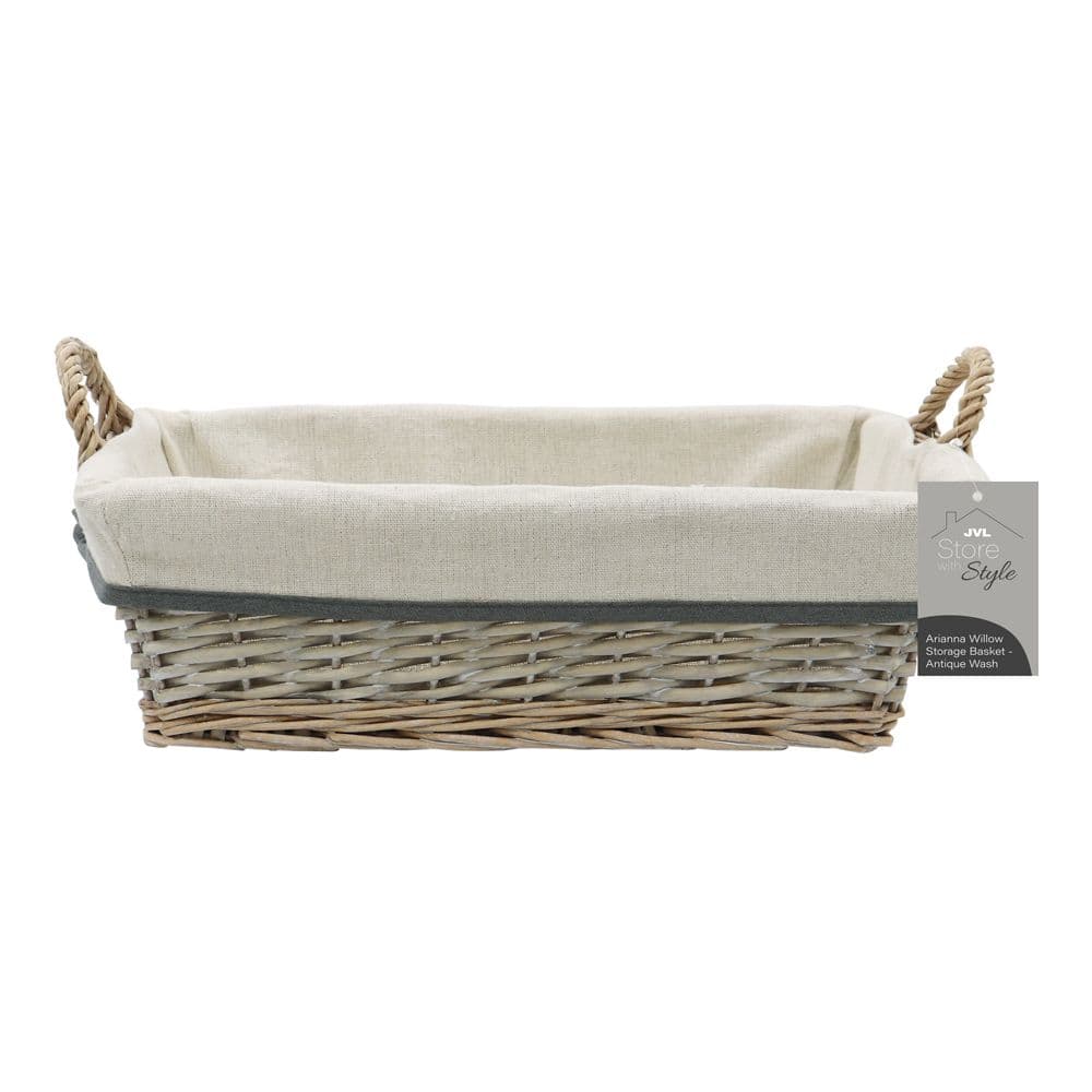 Arianna Rectangular Willow Storage Basket Wash