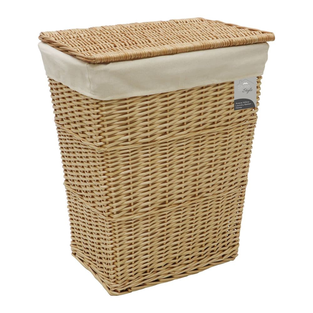 Hand Woven Acacia Rectangular Laundry Willow Basket Lid
