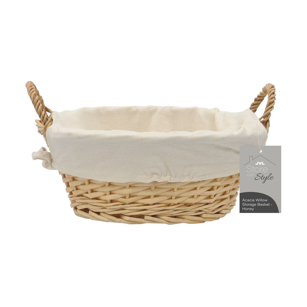 Hand Woven Acacia Round Willow Storage Basket Lining