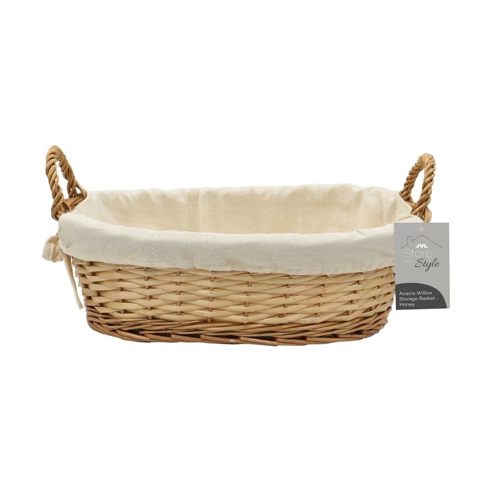 Hand Woven Acacia Oval Willow Storage Basket Lining