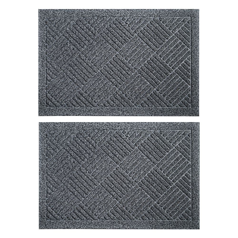 Dirt Defender Scraper Door Mat 40 x 60 cm Squares Grey set 2