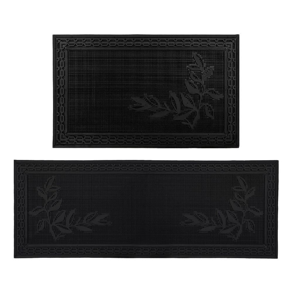 Foliage Rubber Scraper Doormat Patio Mat
