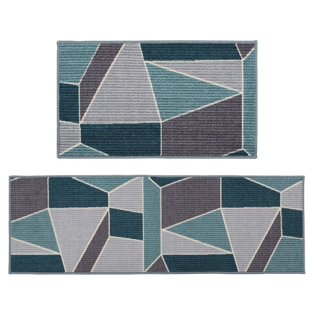 Fiora Machine Washable Doormat Runner Duck Egg