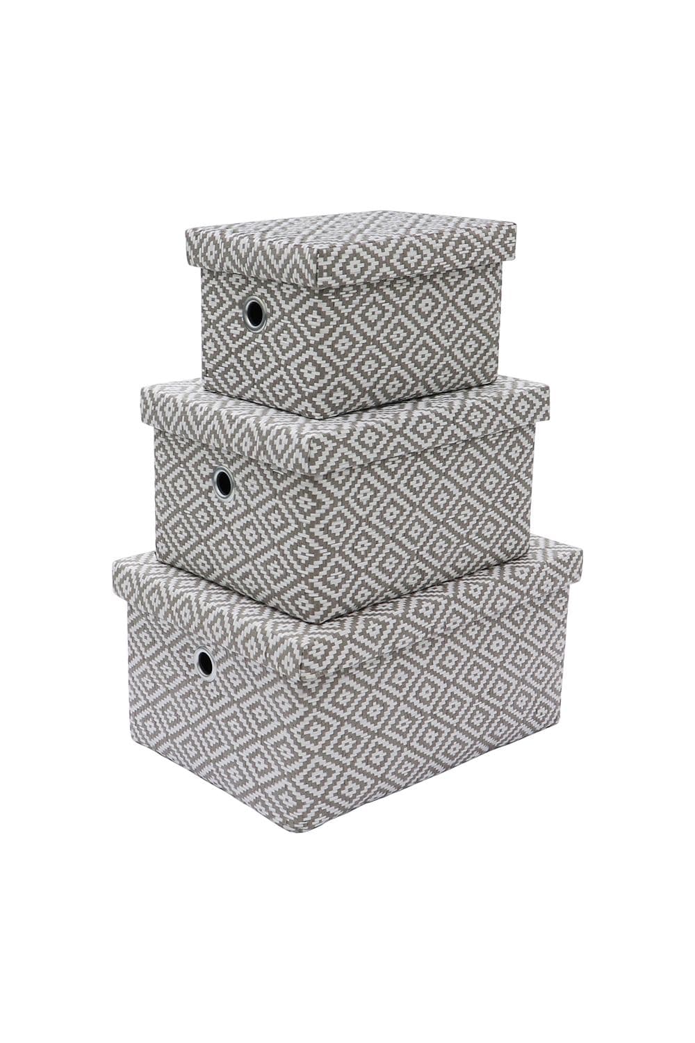 Argyle Set 3 Rectangular Lidded Storage Baskets