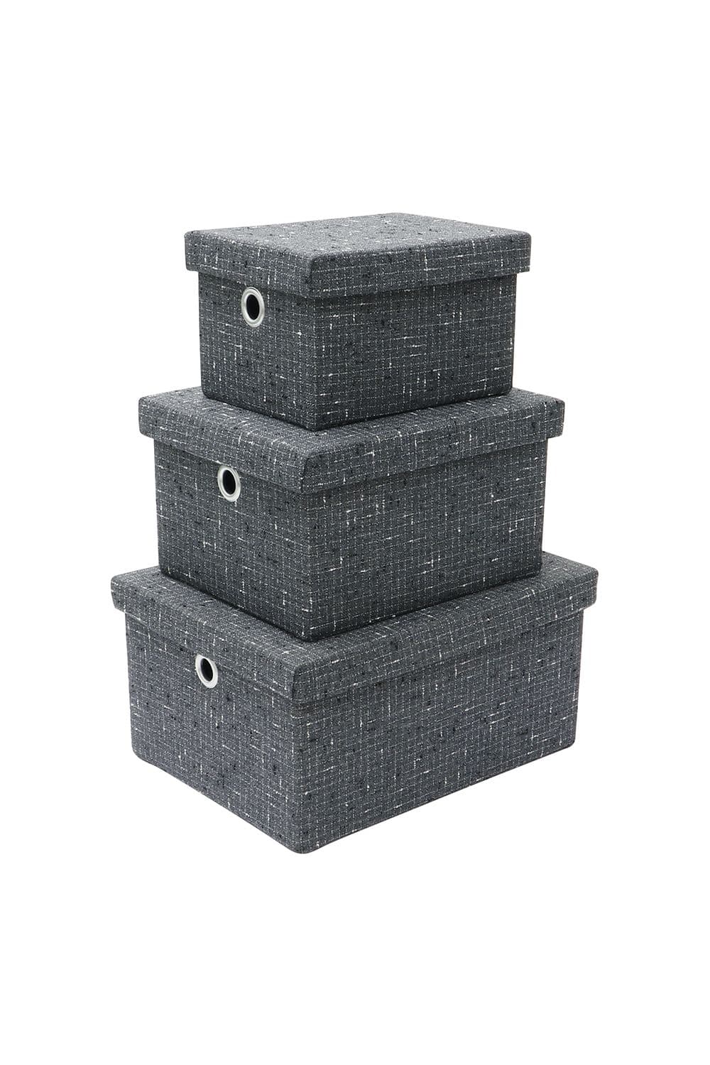 Shadow Rectangular Fabric Storage Baskets Lids Set 3
