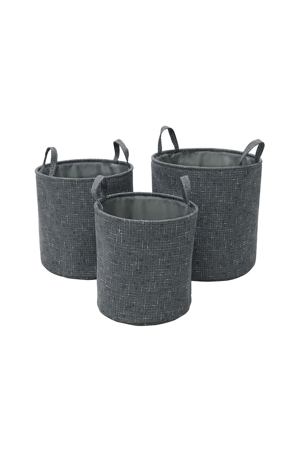 Shadow Round Fabric Storage Baskets Handles Set 3