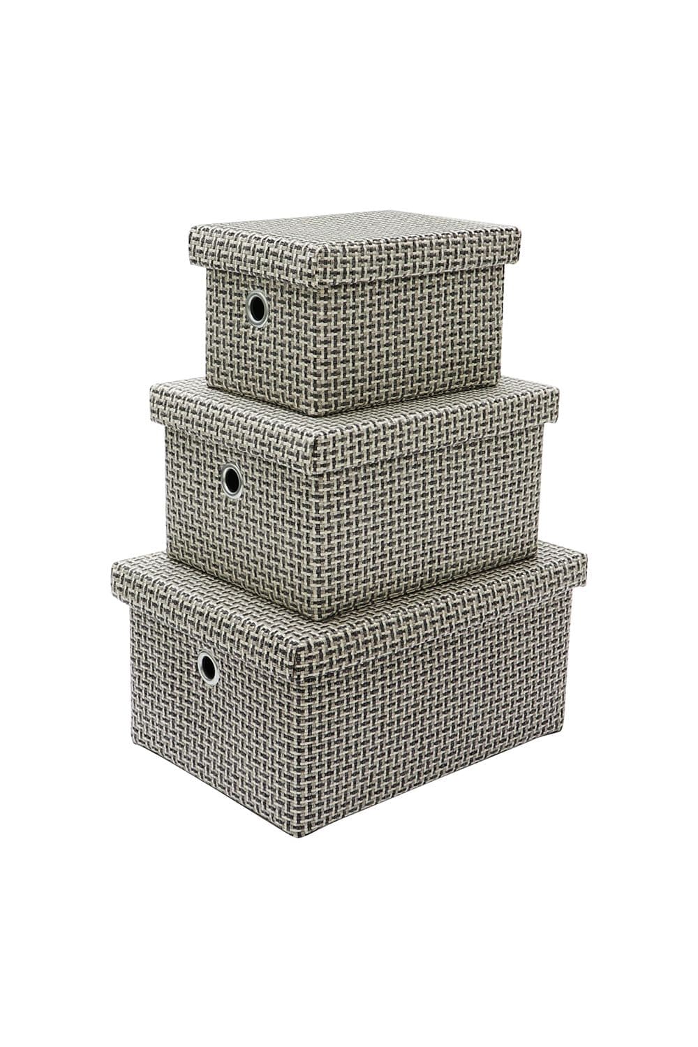 Silva Rectangular Fabric Storage Baskets Lids Set 3