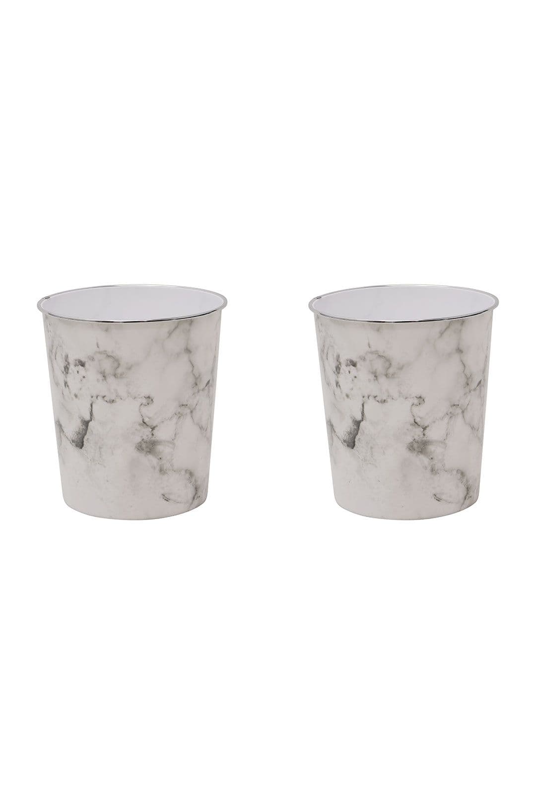 Marble Plastic Waste Paper Bin Set 2