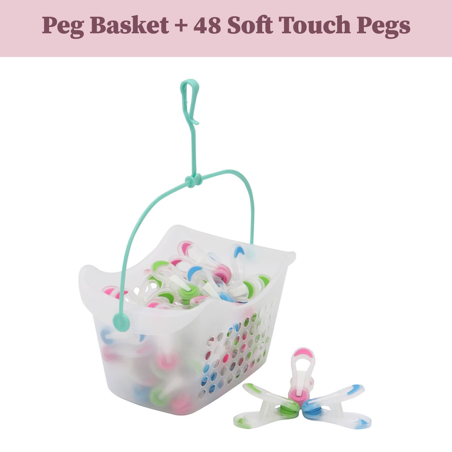 Plastic Peg Basket 48 Prism Soft Touch Mini Pegs