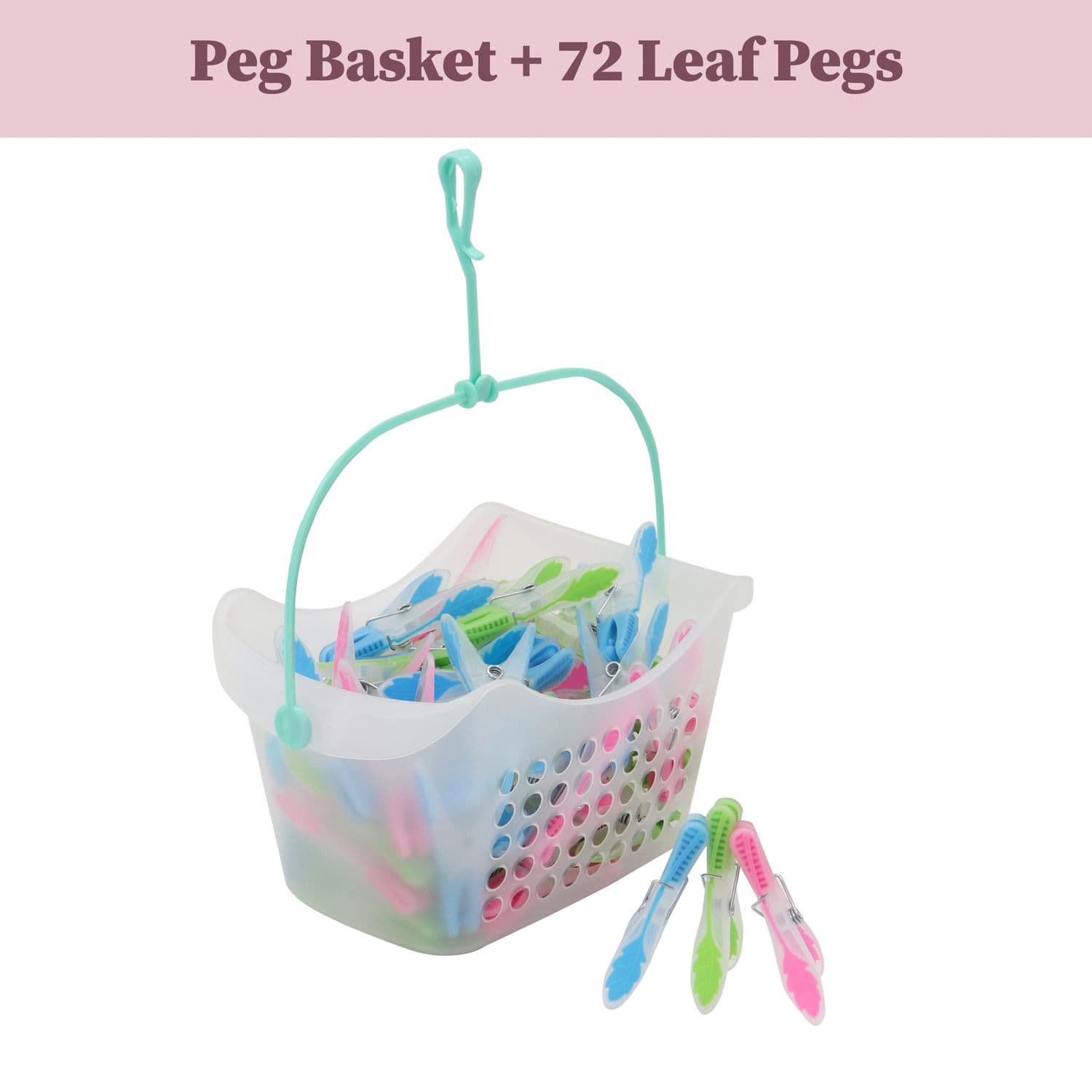 Plastic Peg Basket 72 Prism Soft touch Leaf Design Pegs
