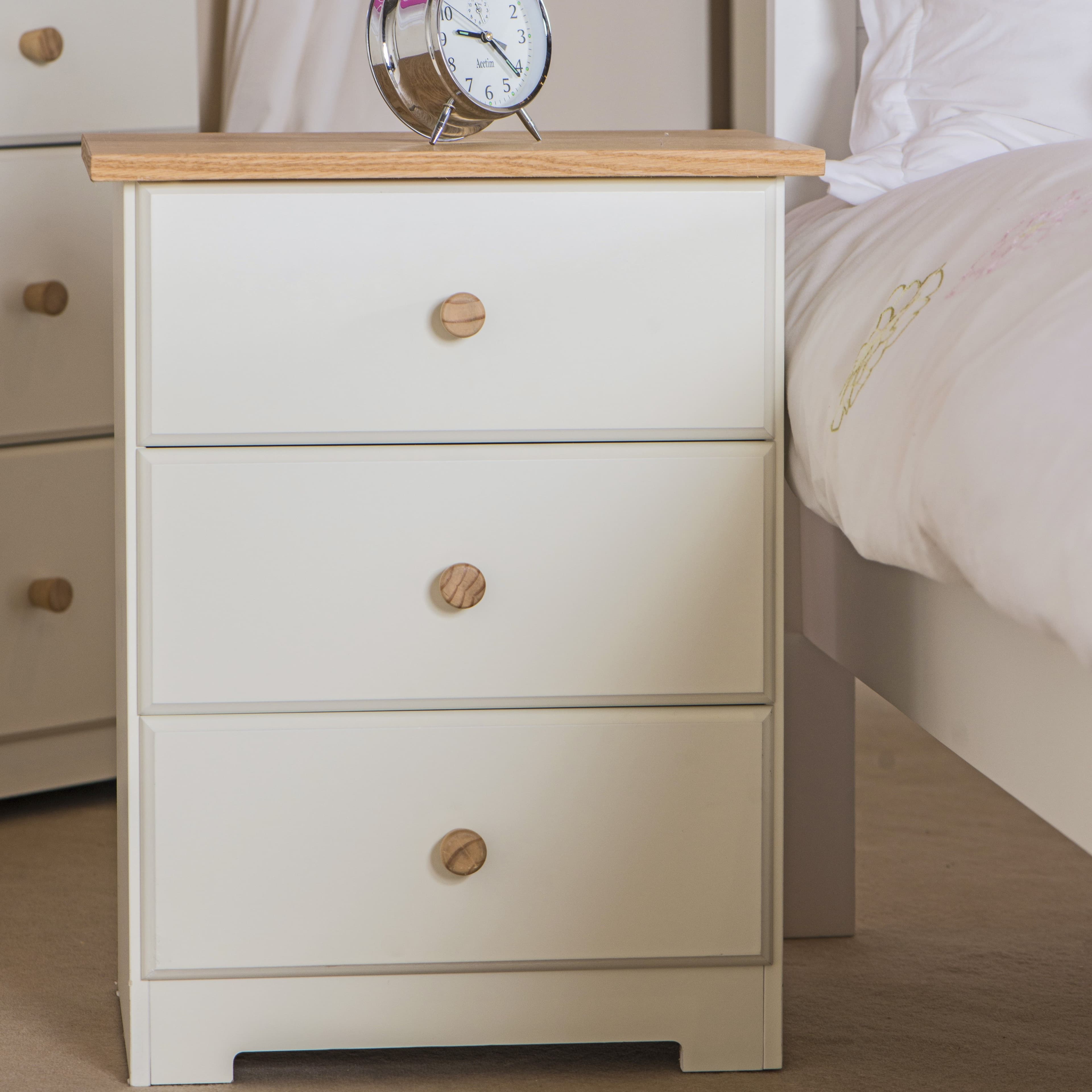 Colorado 3 Drawer Bedside Cabinet