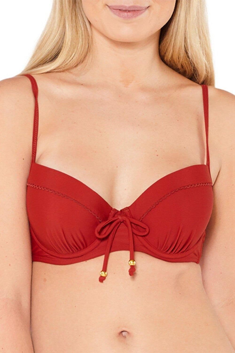 Tie Front Underwired Bikini Top Burnt