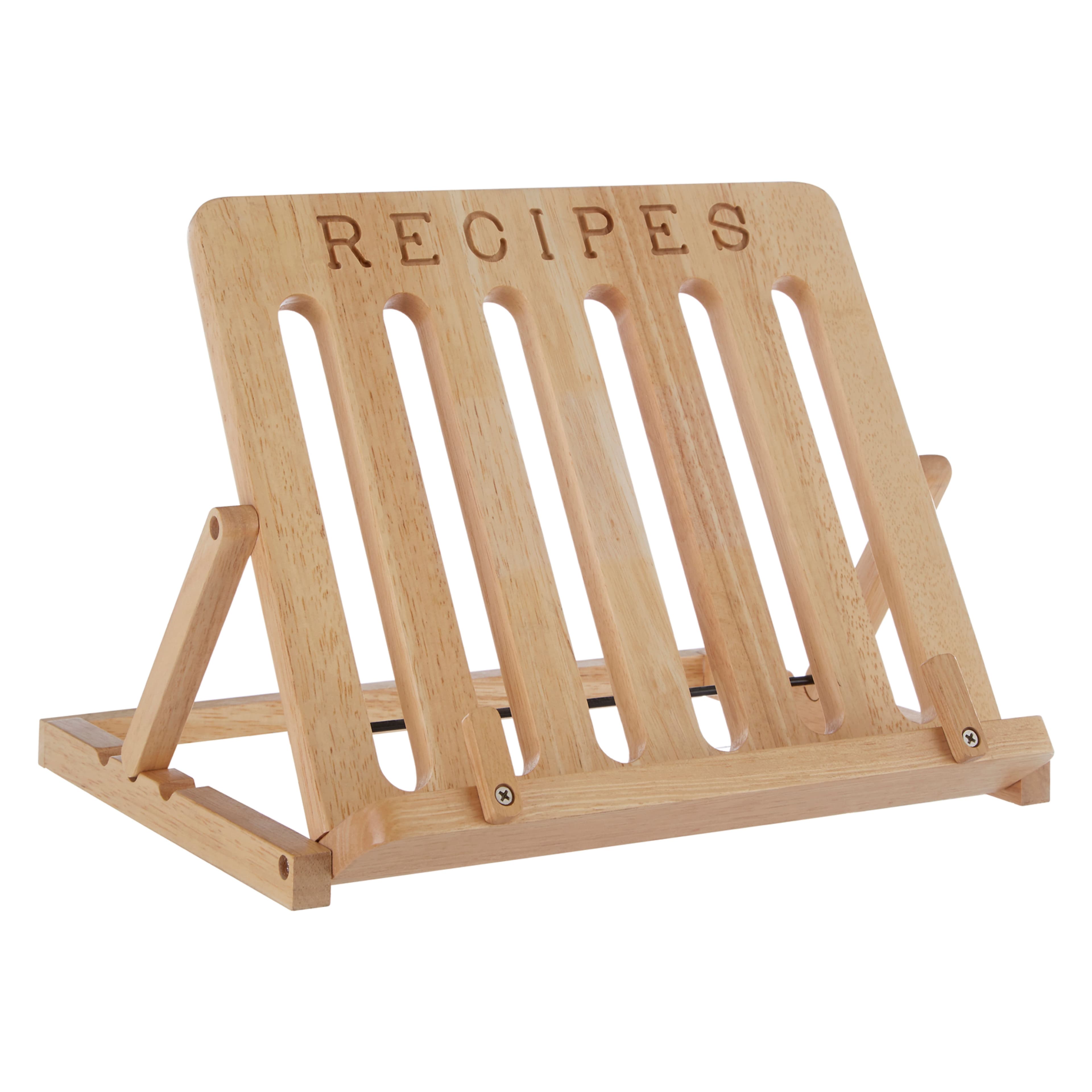 Adjustable Rubberwood Tropical Wood Cookbook Stand, Versatile Recipe Book Stand, Compact Stand For Cookbook