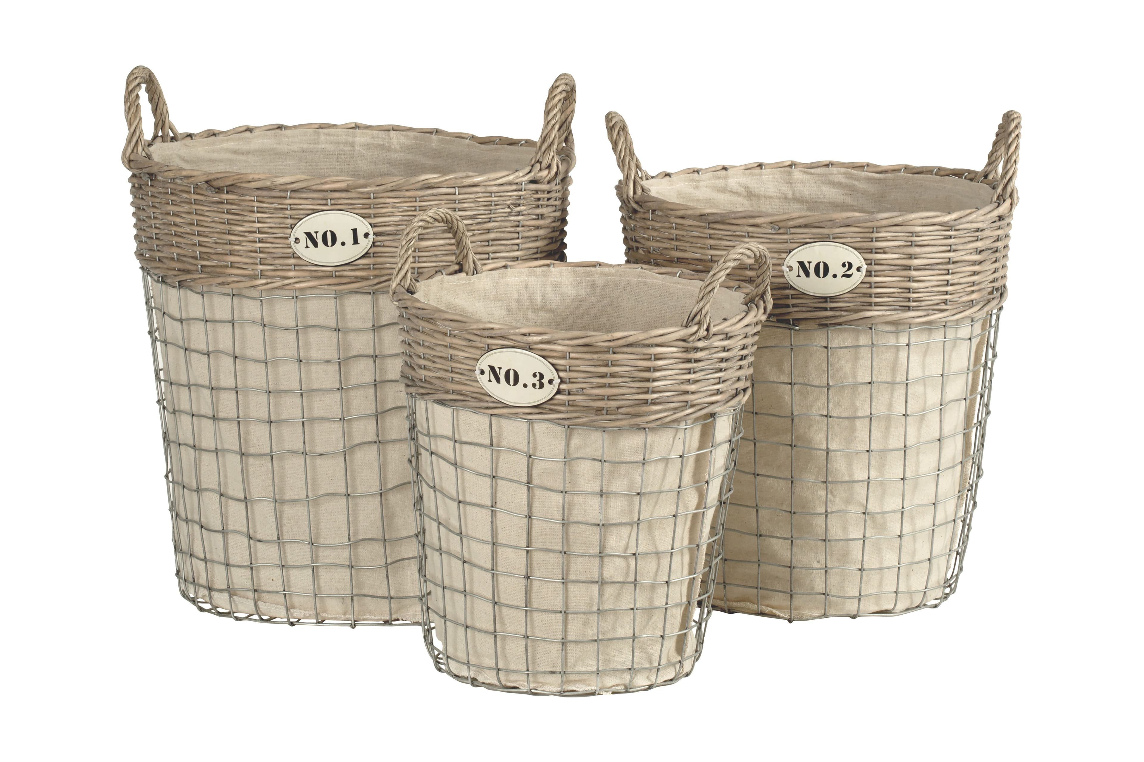 Set Of Three Lida Round Laundry Baskets