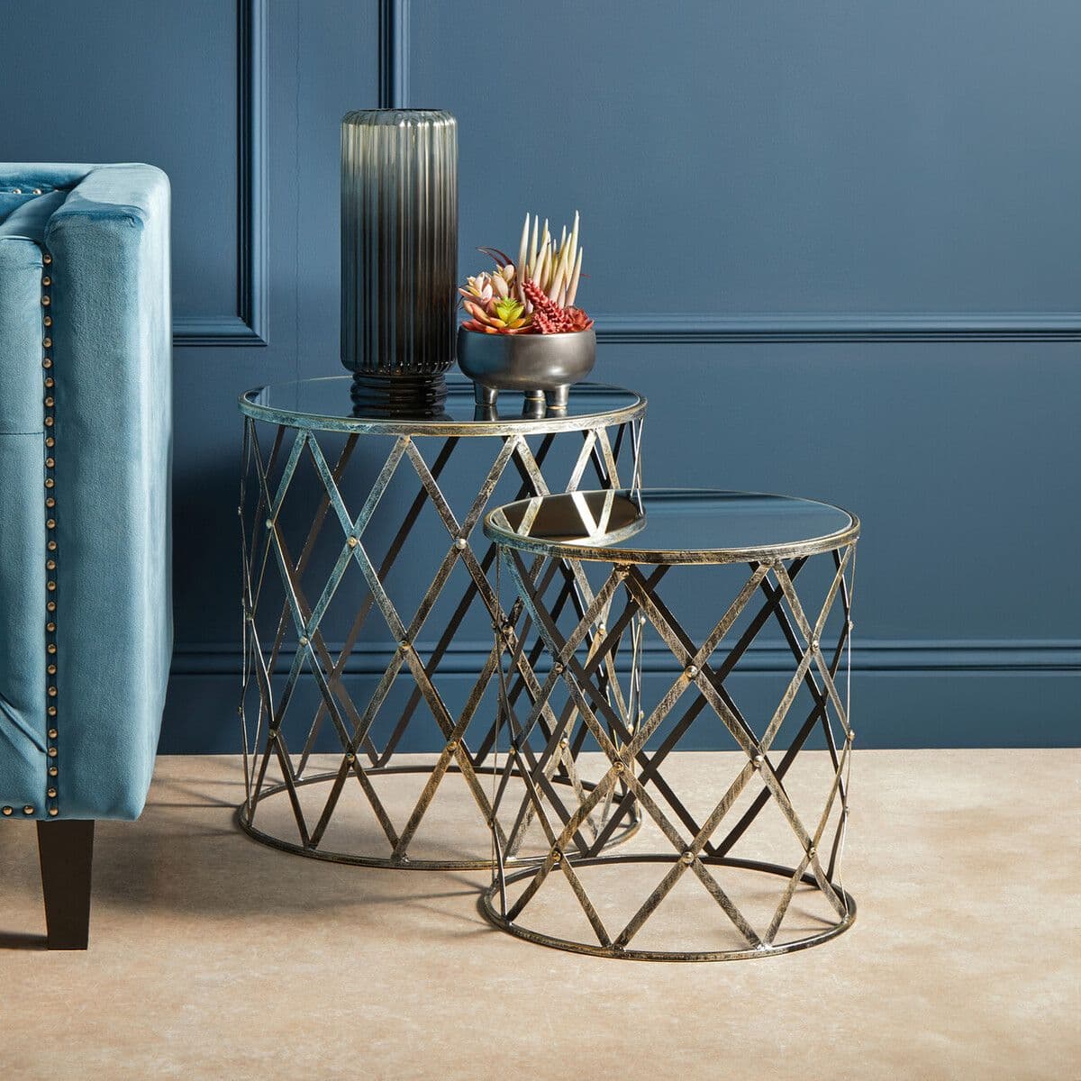 Set Of Two Avantis Diamond Design Tables