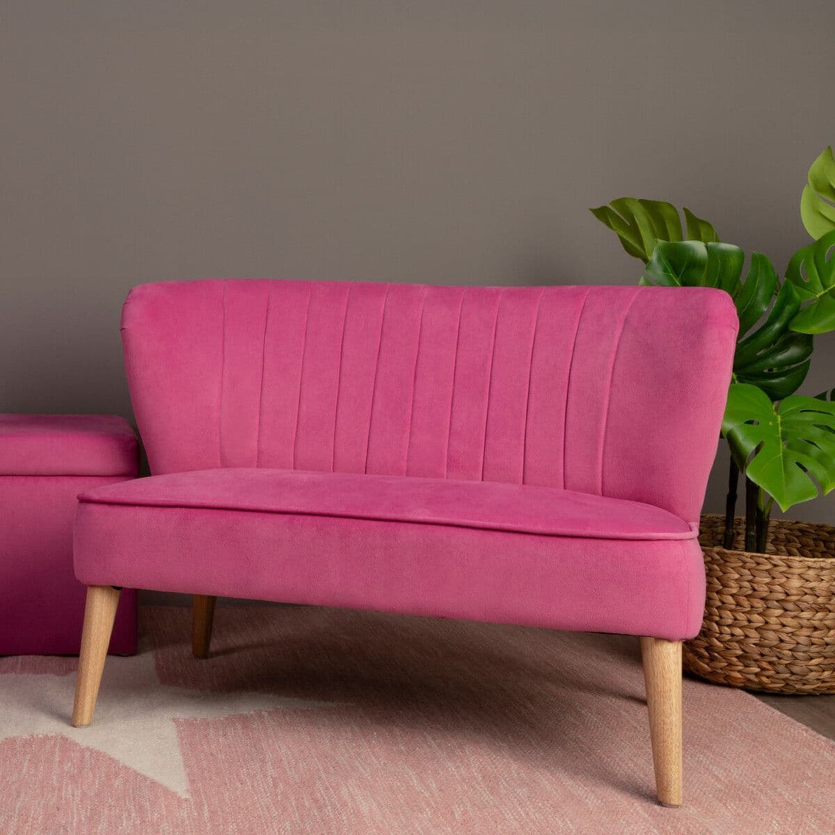 Interiors By Premier Velvet Upholstered 2 Seat Kids Sofa, Sturdy 2 Seater Sofa For Kids Bedroom, Versatile Small Two Seater Sofa