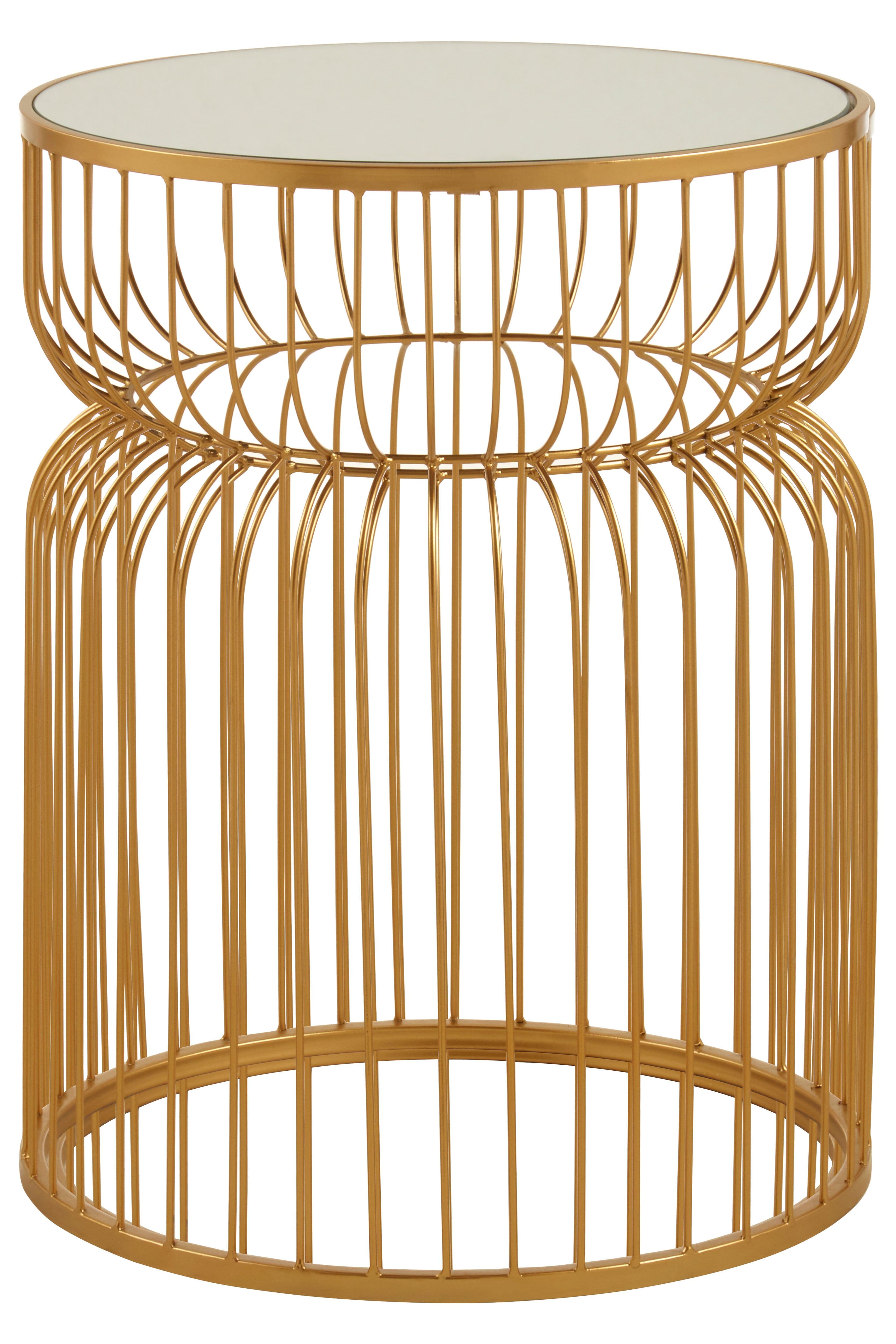 Avantis Gold Metal Wireframe Round Side Table