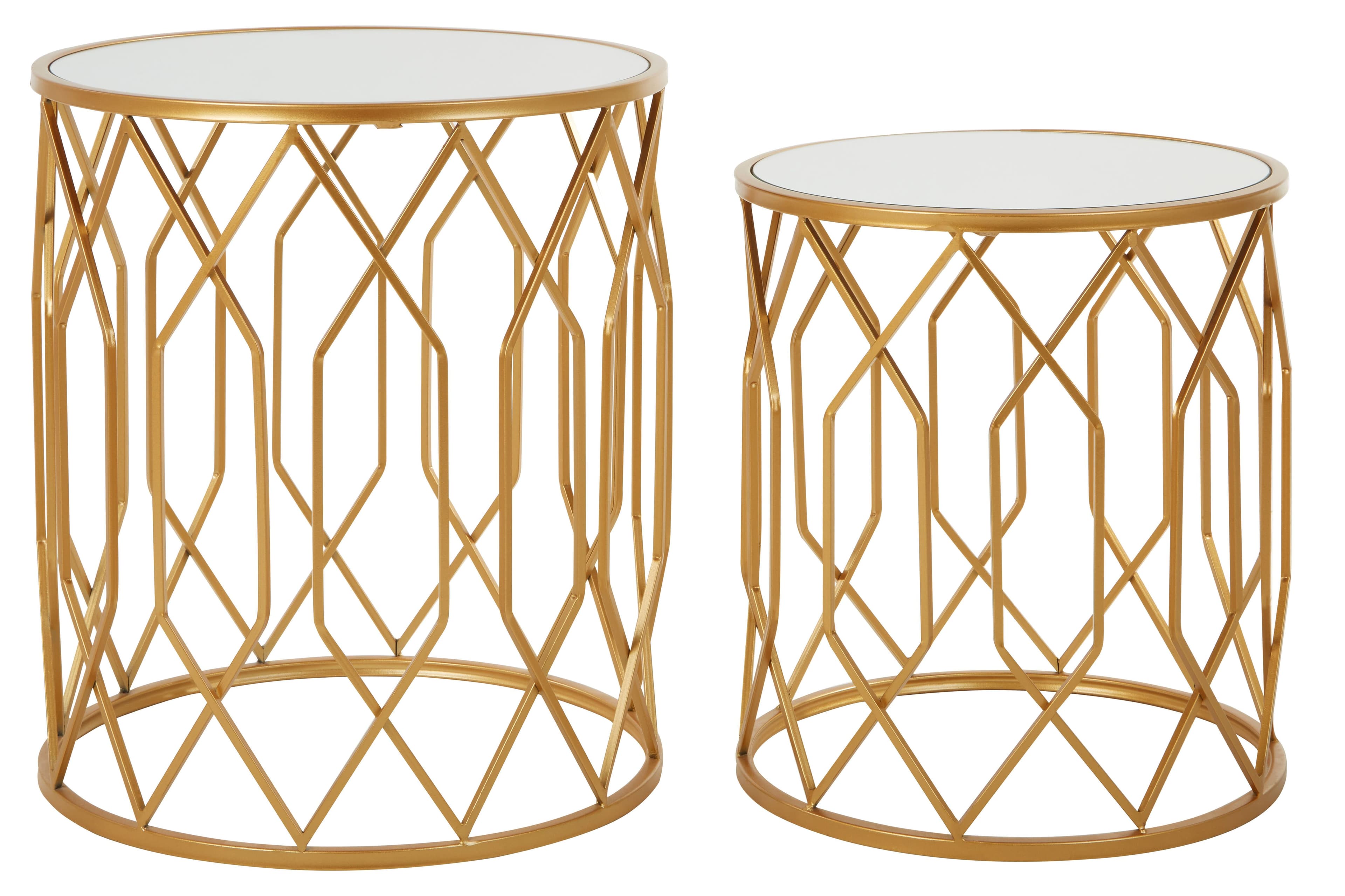 Avantis Set Of 2 Gold Frame Round Side Tables