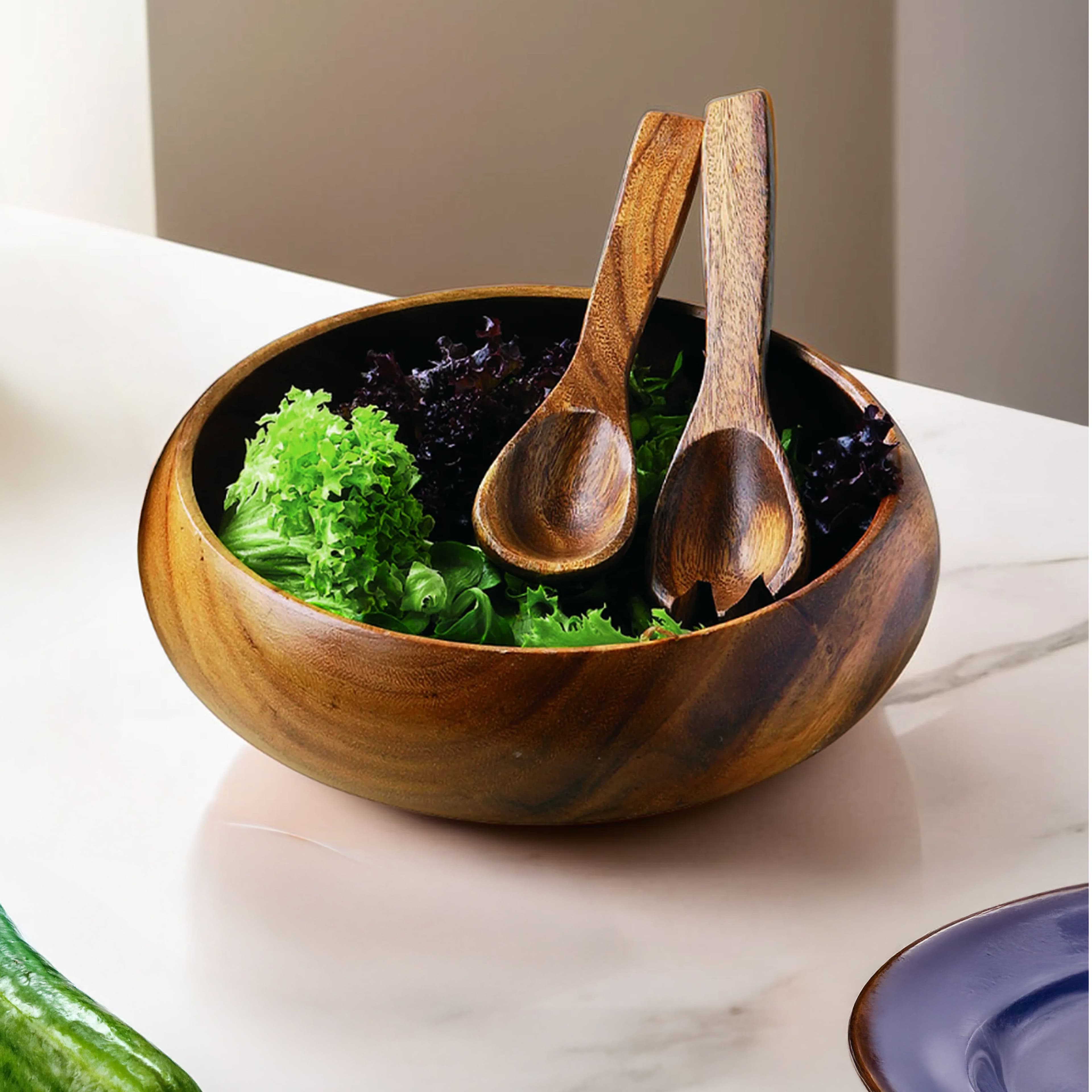 Decorative Large Round Salad Bowl, Functional Salad Bowl For Kitchen, Traditional Decorative Bowl For Diet