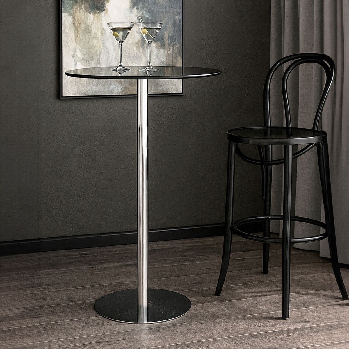 Black Tempered Glass Bar Table