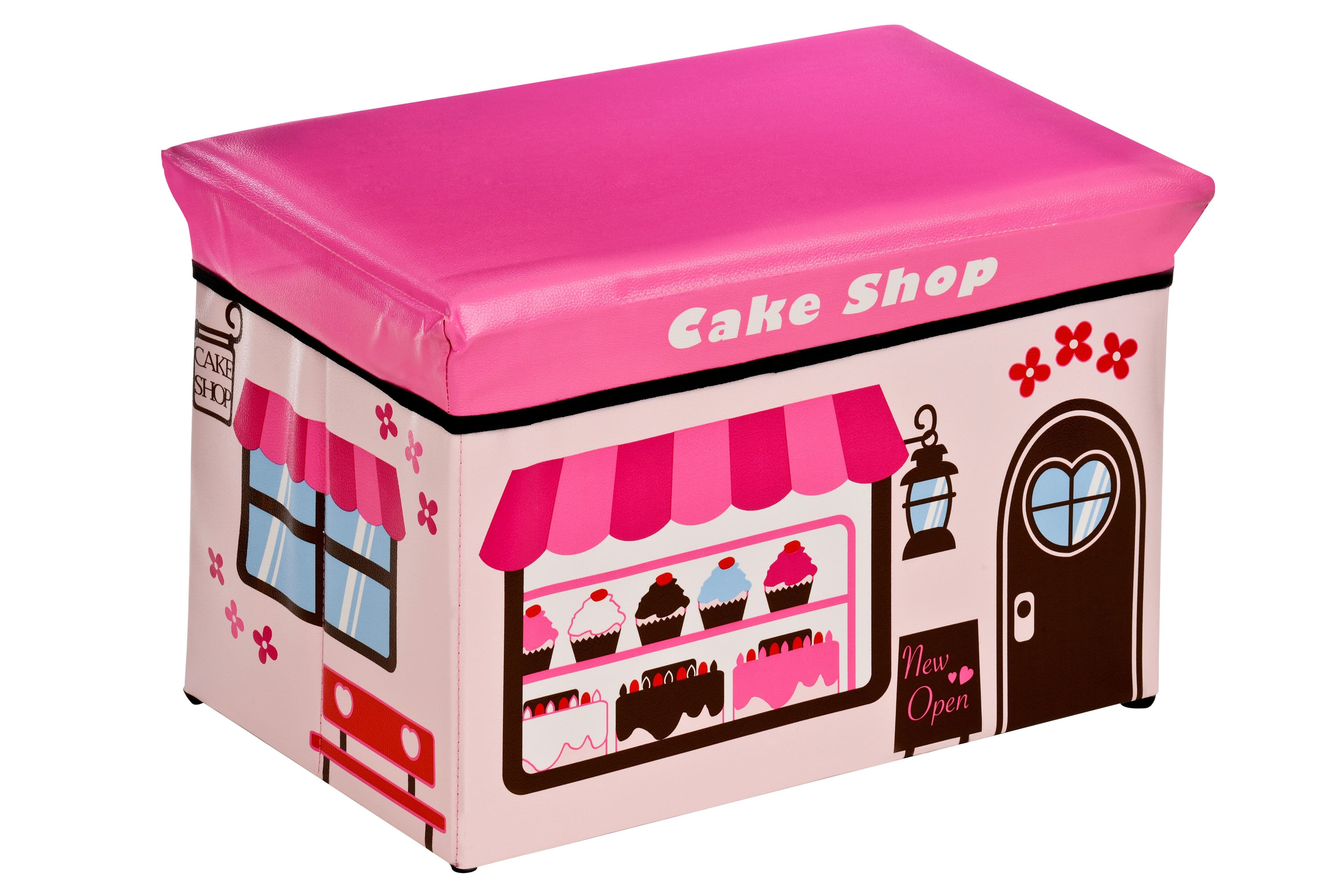 Cake Shop Design Storage Box and Seat, Easy to Maintain Children Bedroom Seat, Adjustable Playroom Accessories
