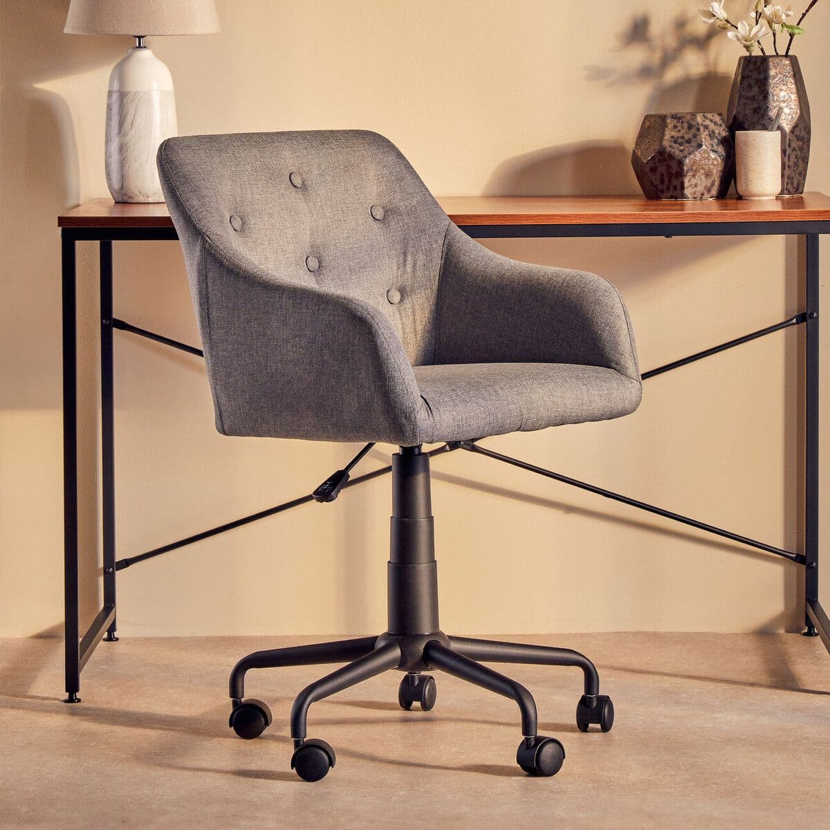 Brent Tufted Grey And Black Home Office Chair