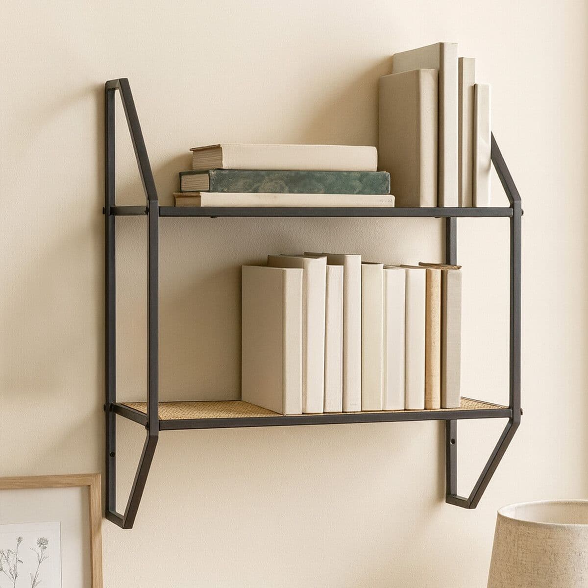Space Saving Two Tier Wall Shelf, Open And Functional Storage Space Of Narrow Shelving Unit For Small Spaces