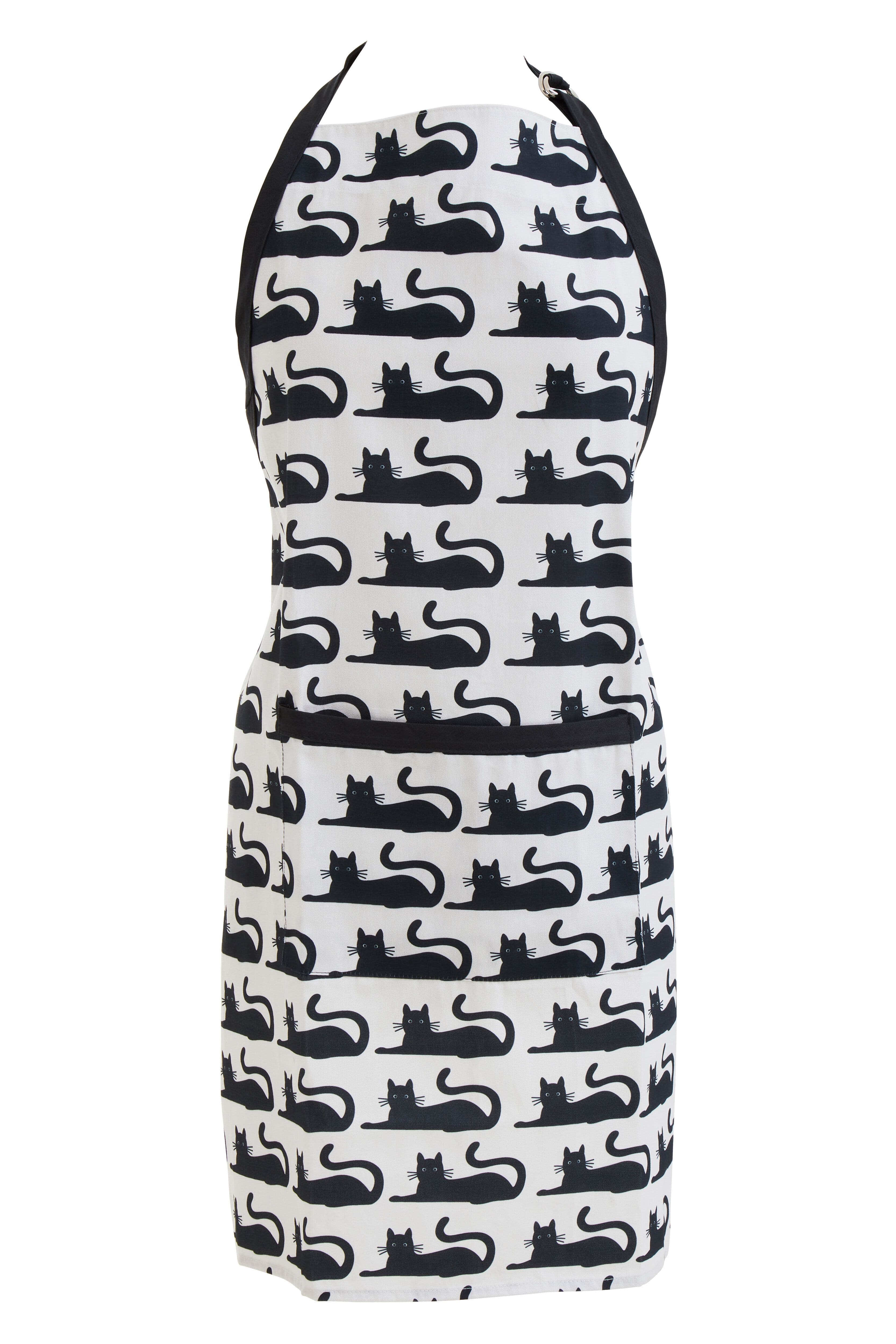 Black & White Kitchen Apron with White Neck, Cooking Apron for Men. Women, Apron with Stripe Pattern Design