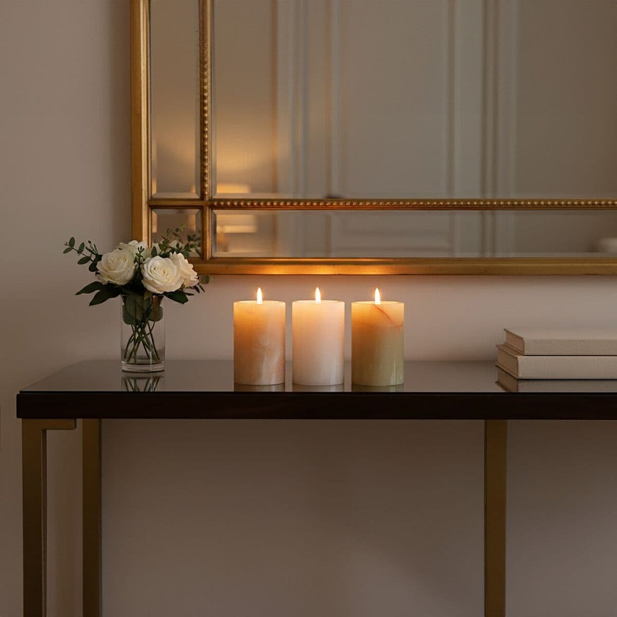 Oleena Set Of Three Onyx Tealight Holders