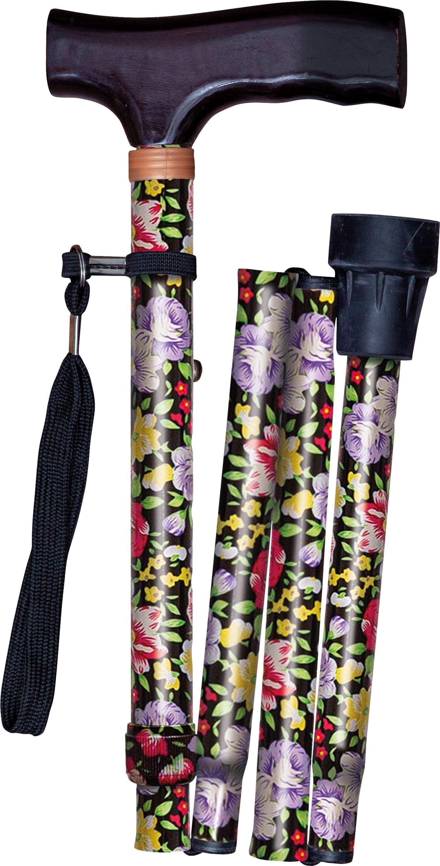 Folding Walking Stick Strap Floral
