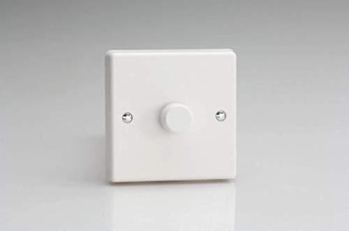 V Com 1 Gang 2 Way Push On Off Rotary LED Dimmer 1 x 10 100W Plastic KQP101W