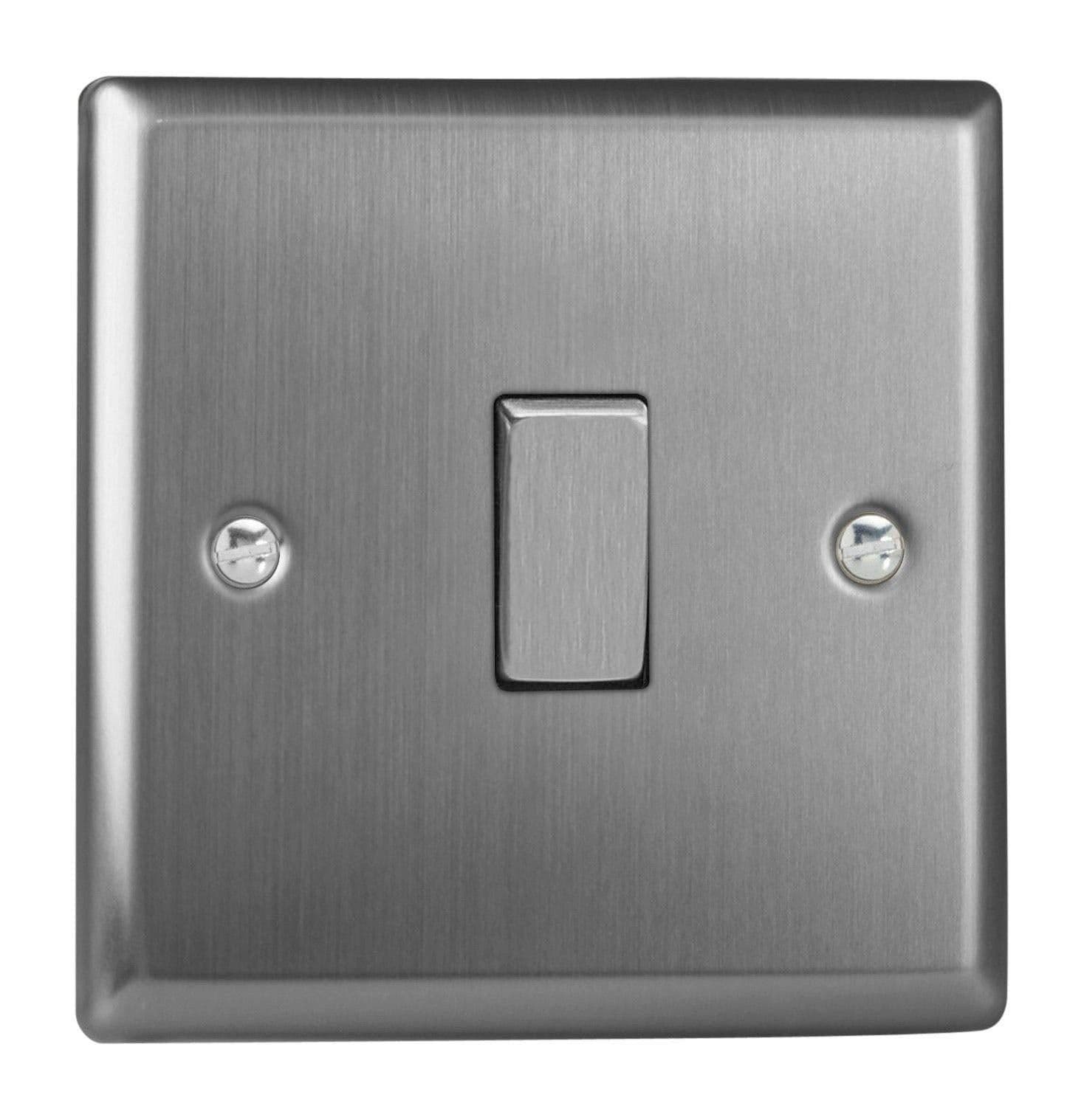 XT1D Rocker Switches Chrome 1 Gang Brushed Steel 91x91x25mm