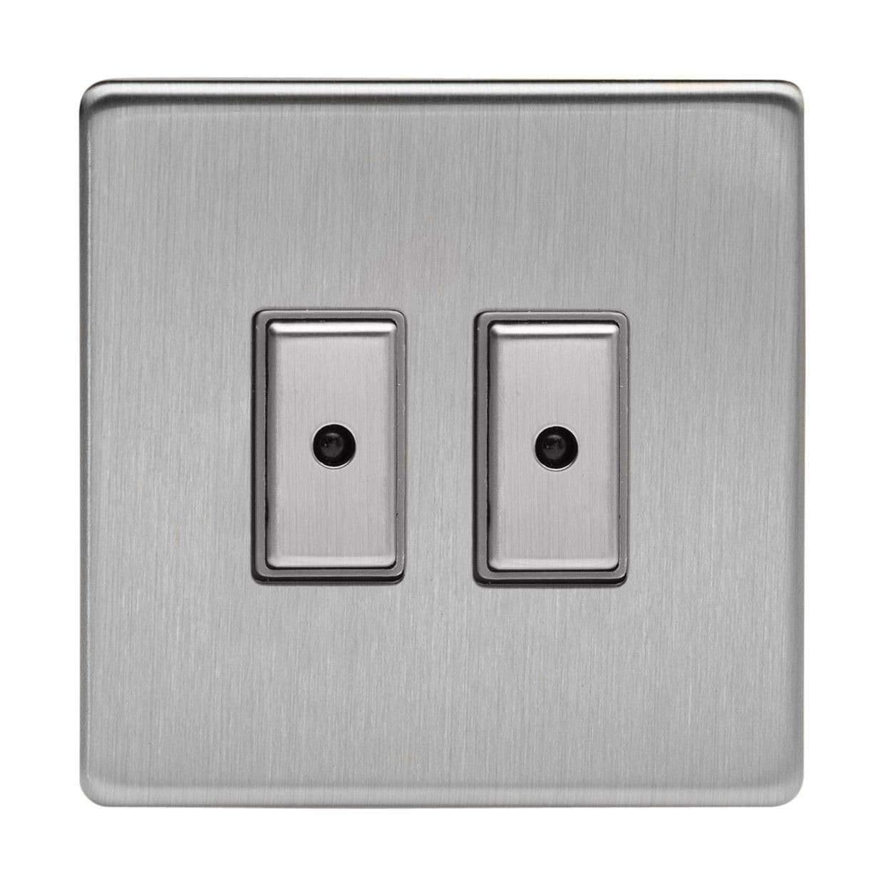 JDSE102S Dimmer Switch 2 Gang Brushed Steel