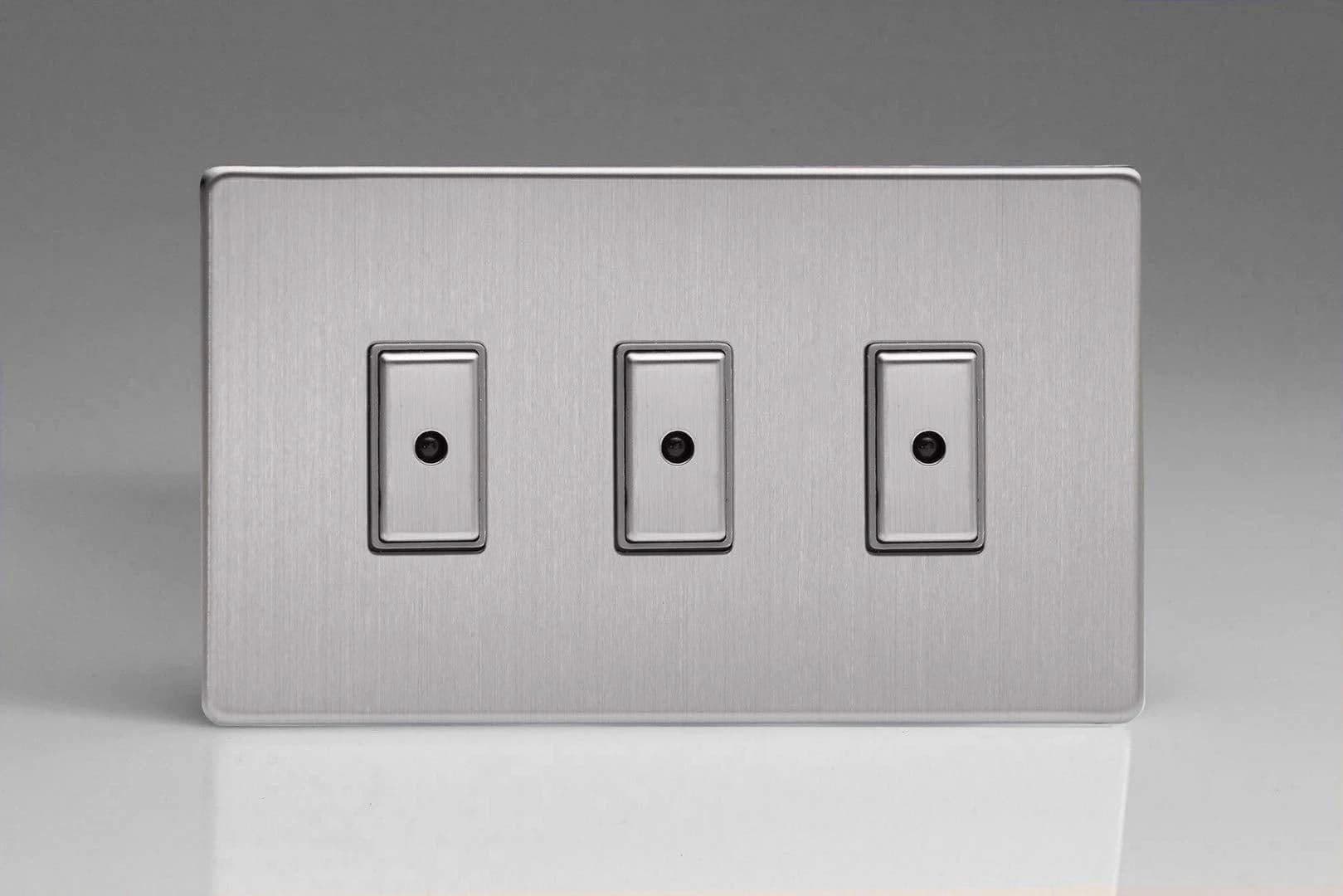 JDSE103S Dimmer Switch 3 Gang Brushed Steel