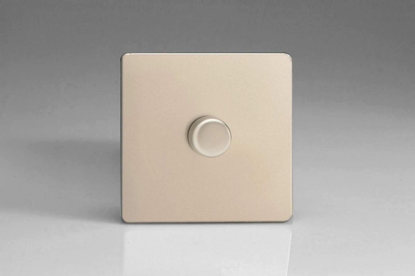 V Pro Screwless Satin Chrome 1 Gang LED Trailing Edge Dimmer Switch 1 or 2 Way
