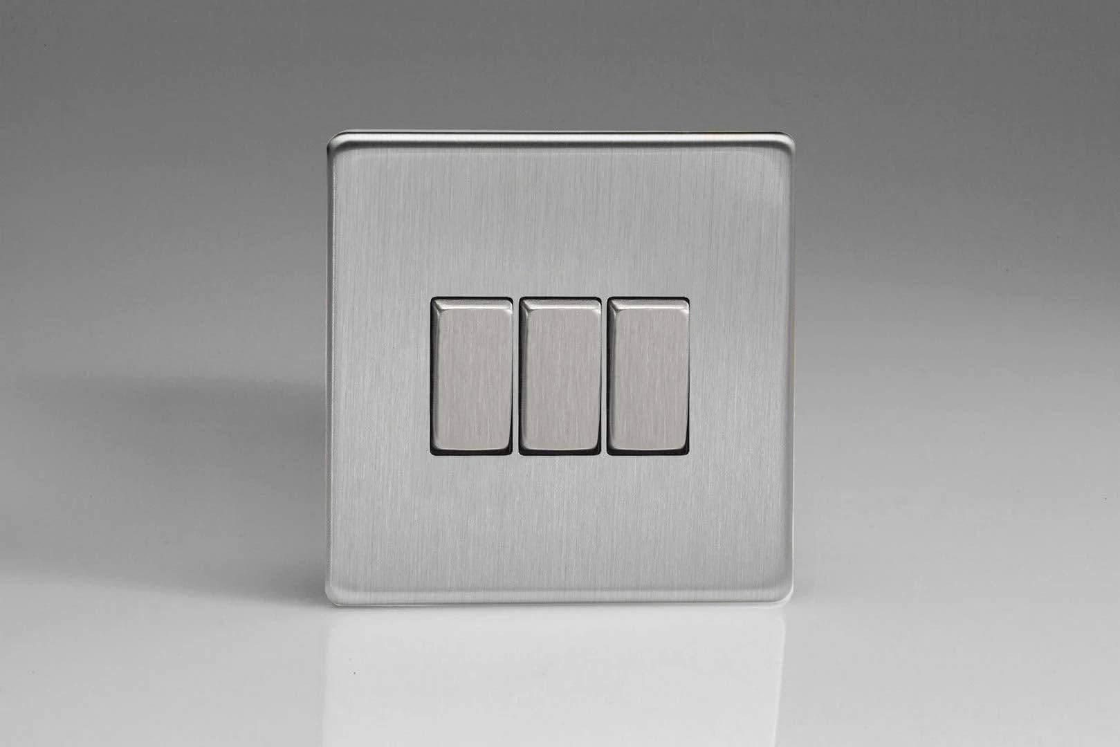 XDS3S Light Switch Brushed Steel 86x86x25mm