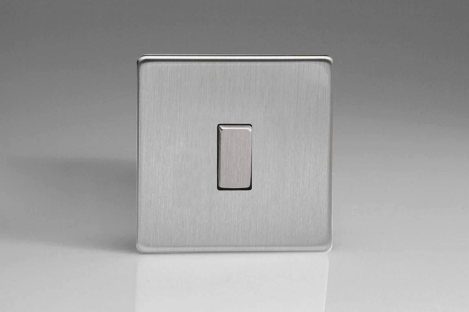 Screwless Brushed Steel 1 Gang Intermediate Rocker Switch Decorative 1 Gang Intermediate Rocker Switch