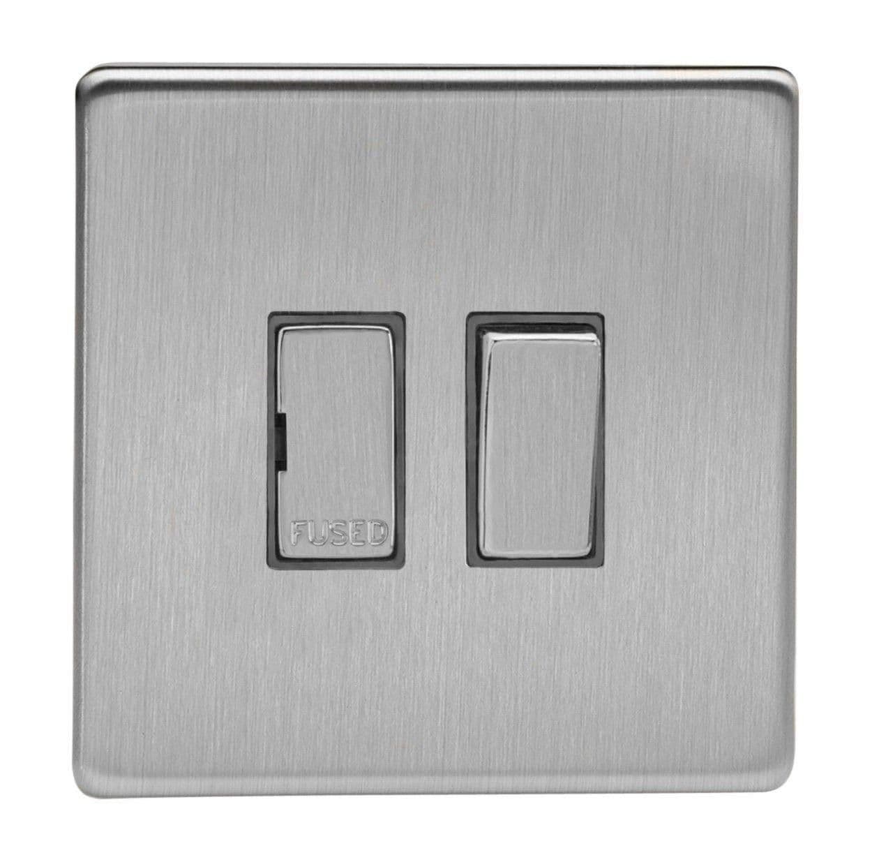 XDS6DS Switched Fuse Spur Brushed Steel No Insert