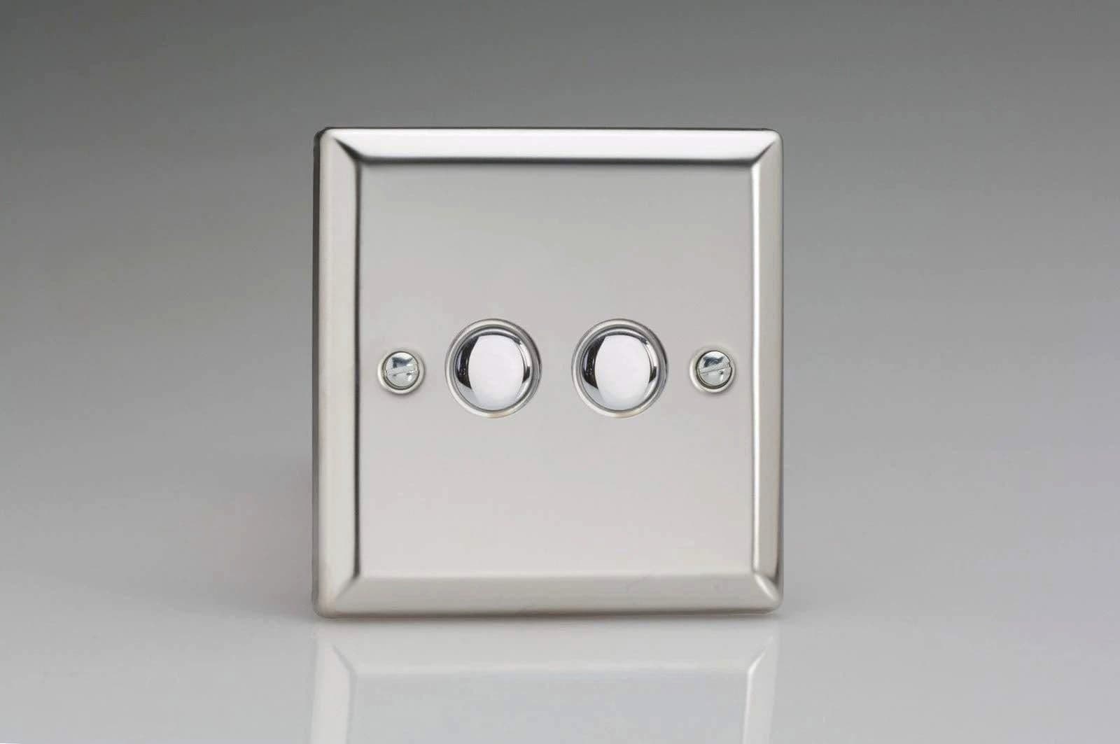 V Pro IR 2 Gang Tactile Touch Control Dimming Light Switch use Master on 2 Way Circuits Mirror Chrome IJCS002