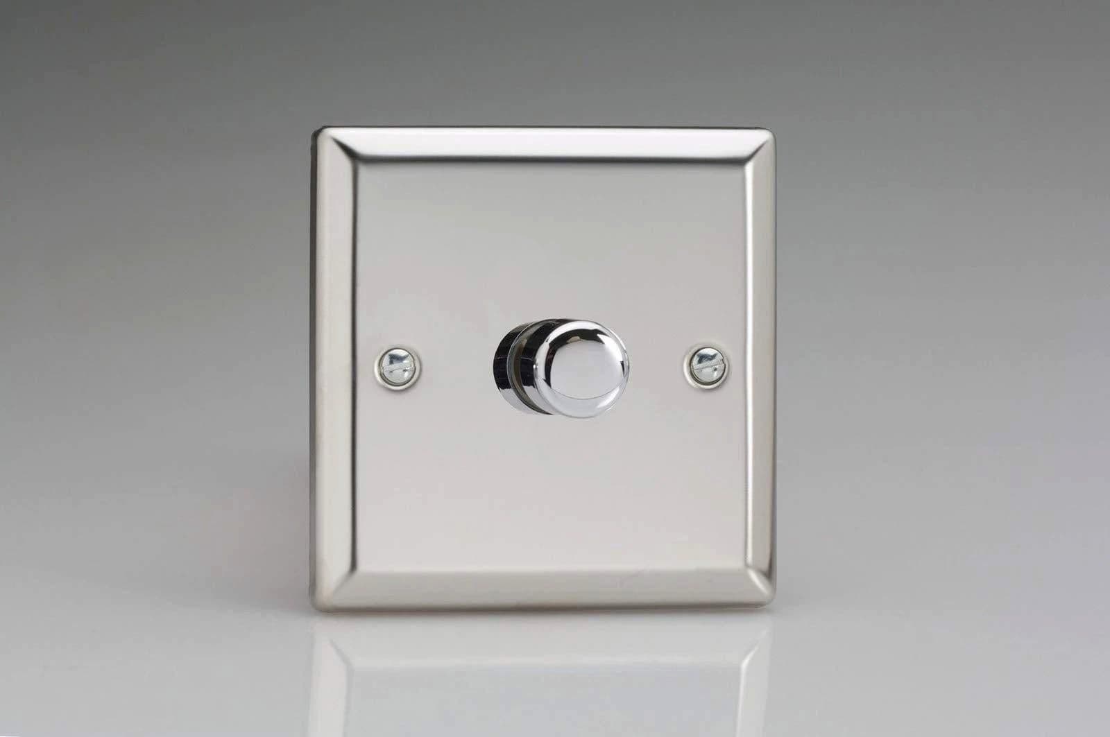 JCP401 1 x 0 120W Push On Off Rotary LED Dimmer Mirror Chrome