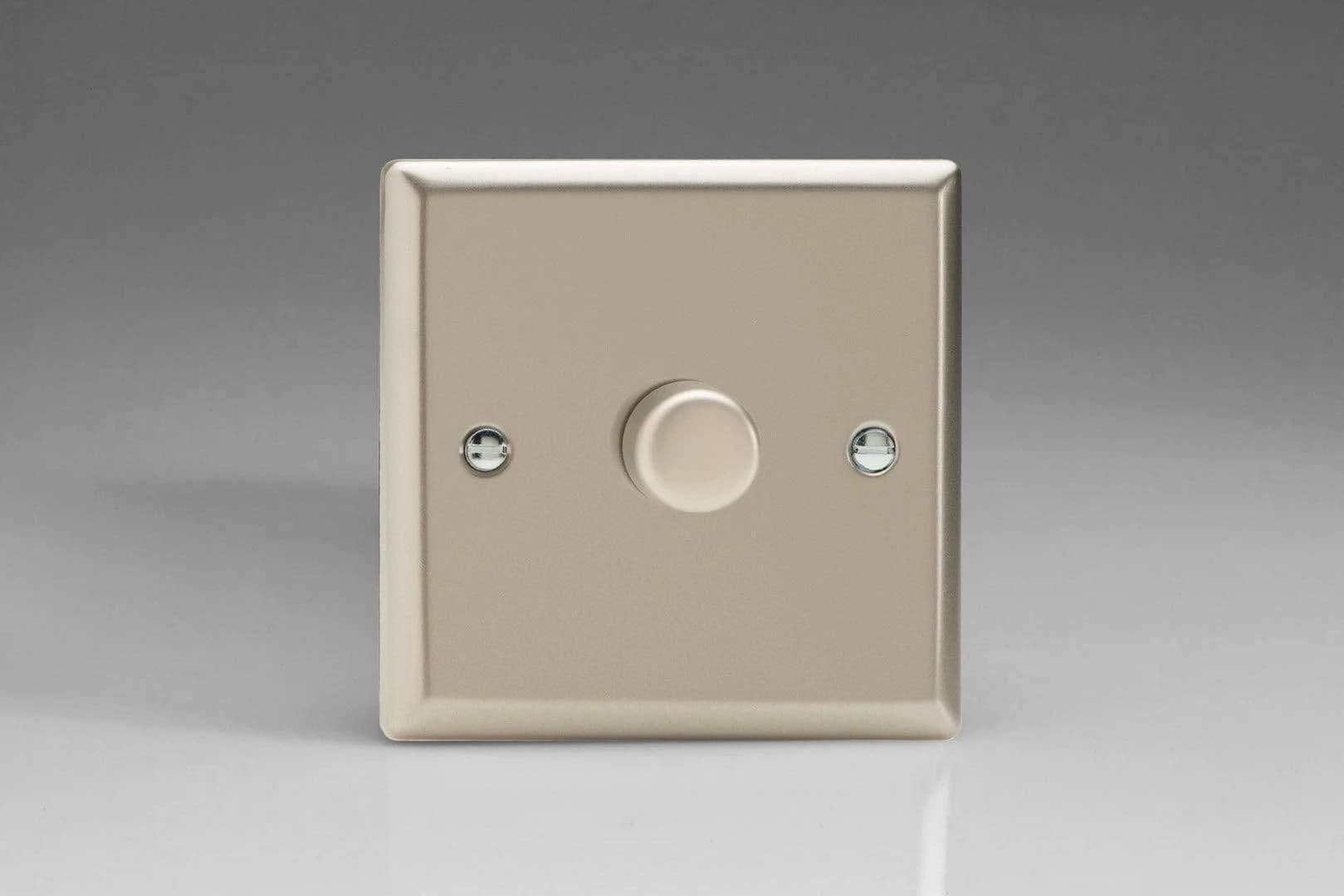 Classic V Pro Satin Chrome 1 Gang LED Trailing Edge Dimmer Switch 1 or 2 Way