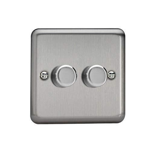 JSP252 V Pro 2 Gang 2 Way Push On Off Rotary LED Dimmer 2 x 0 120W