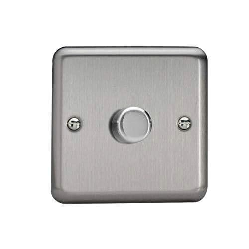 1 Gang 2 Way Push On Off Rotary LED Dimmer Light Switch Matt Chrome