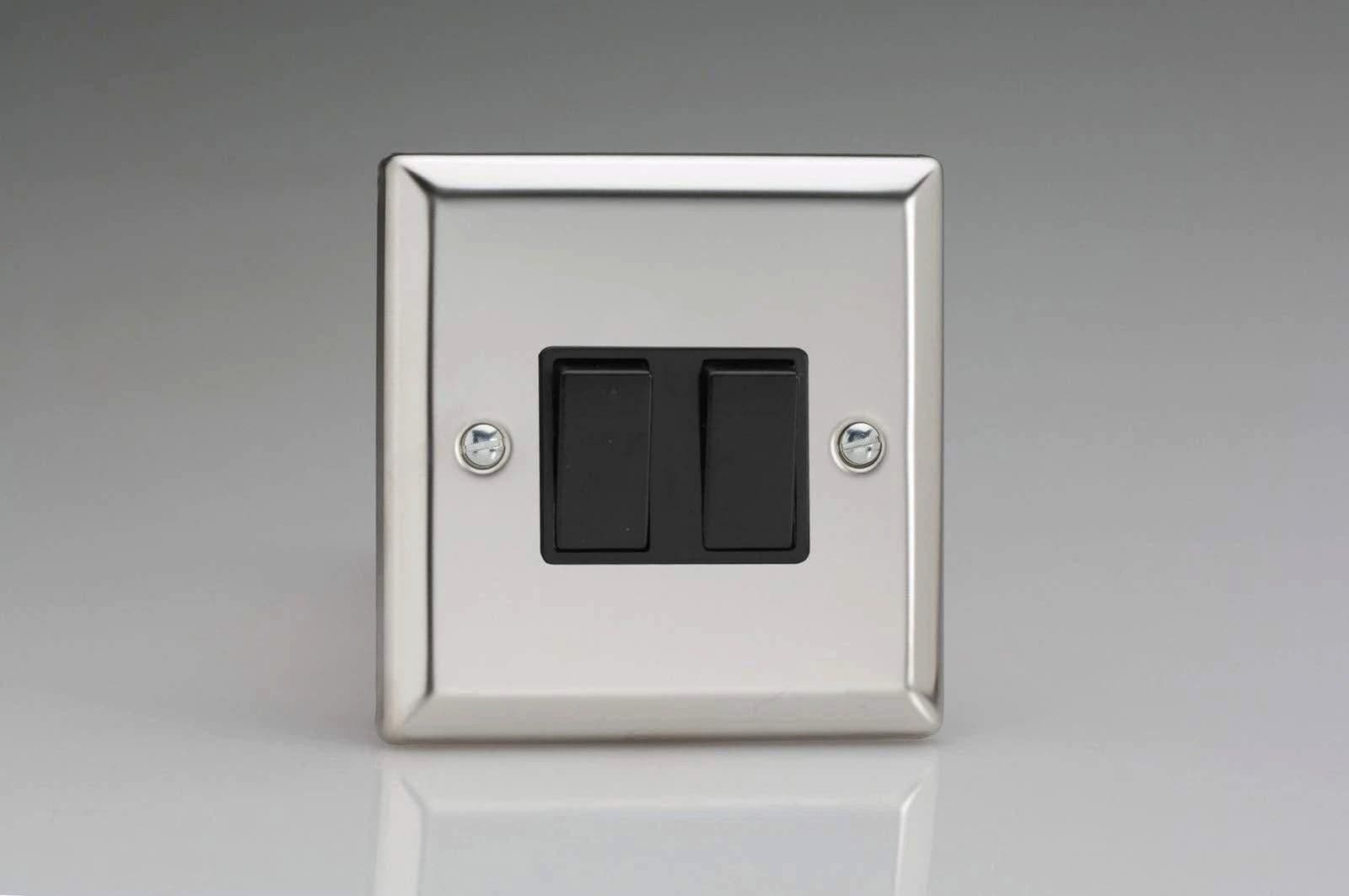 XC2B Rocker Switches Mirror Chrome 2 Gang 91x91x25mm