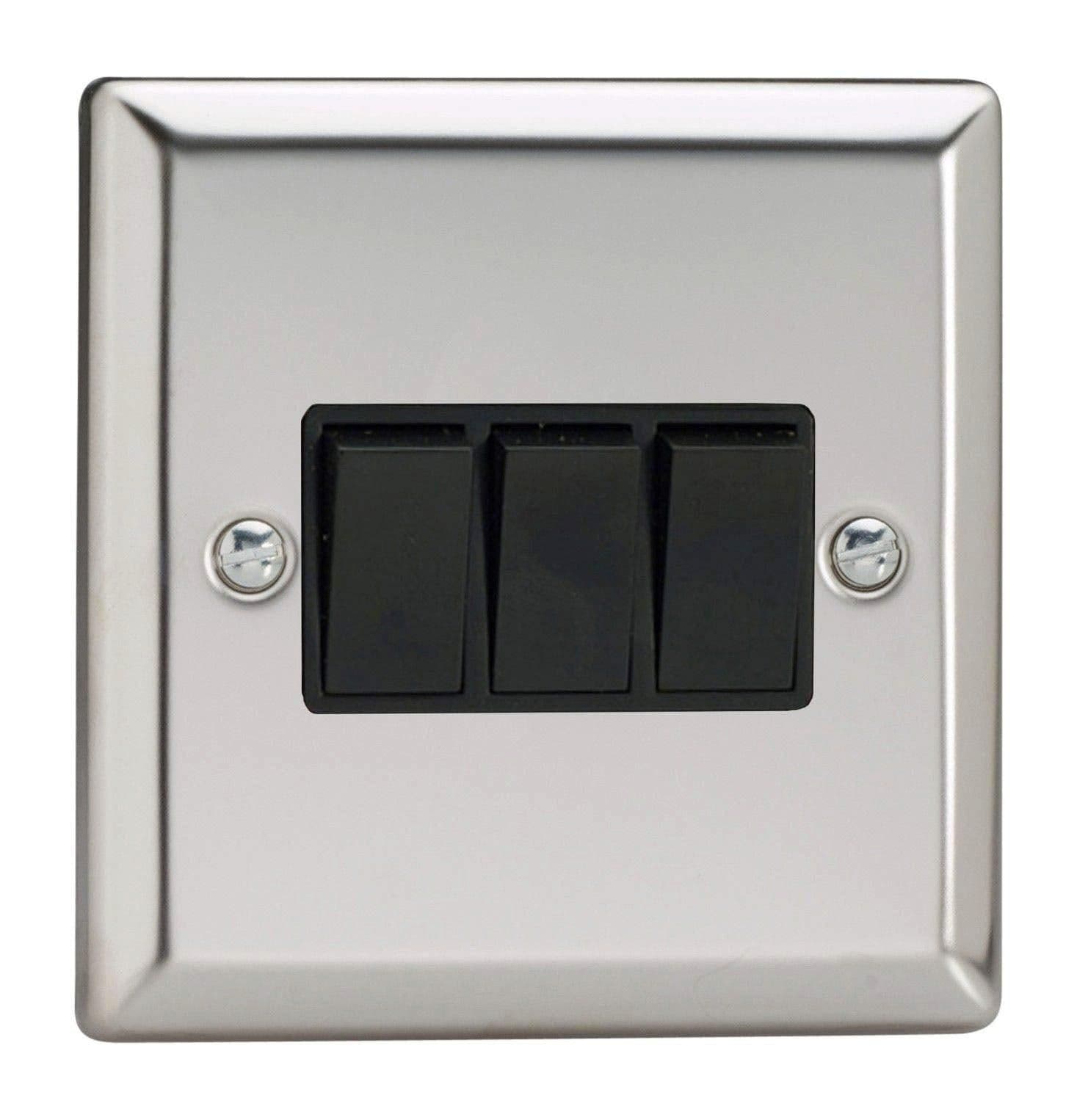 XC3B Rocker Switches 3 Gang Mirror Chrome
