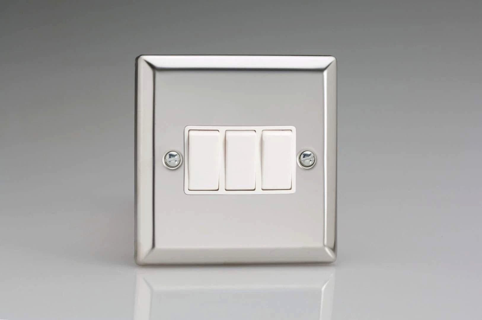 Rocker Switches 3 Gang Mirror Chrome 91x91x25mm XC3W