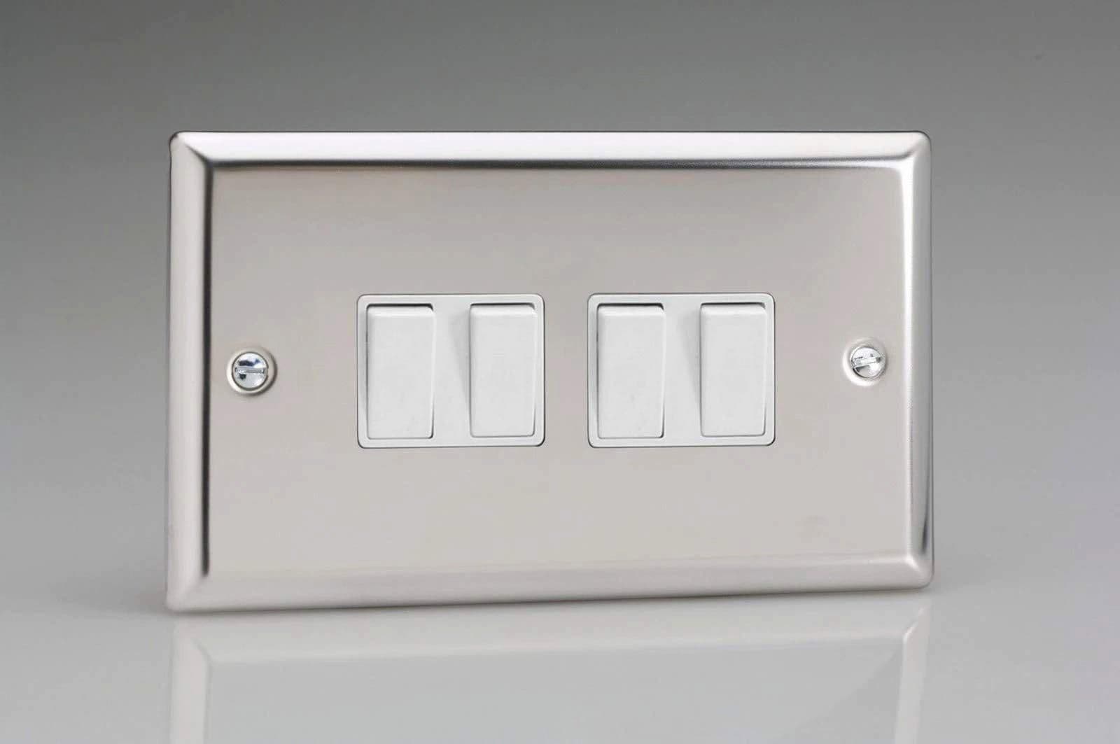 XC9W Rocker Switches 4 Gang Mirror Chrome