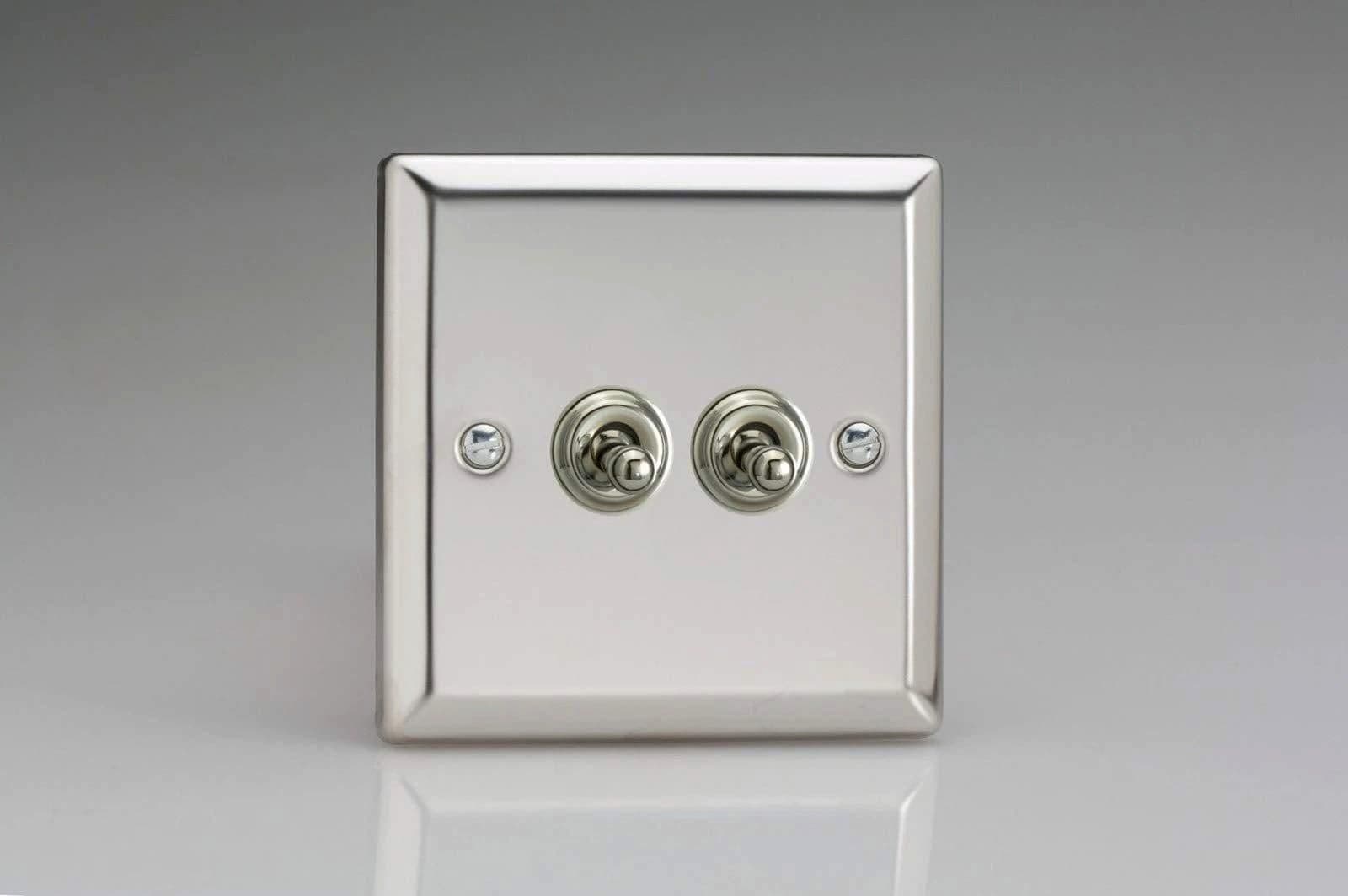 XCT2 Toggle Switches 2 Gang Mirror Chrome 91x91x36mm