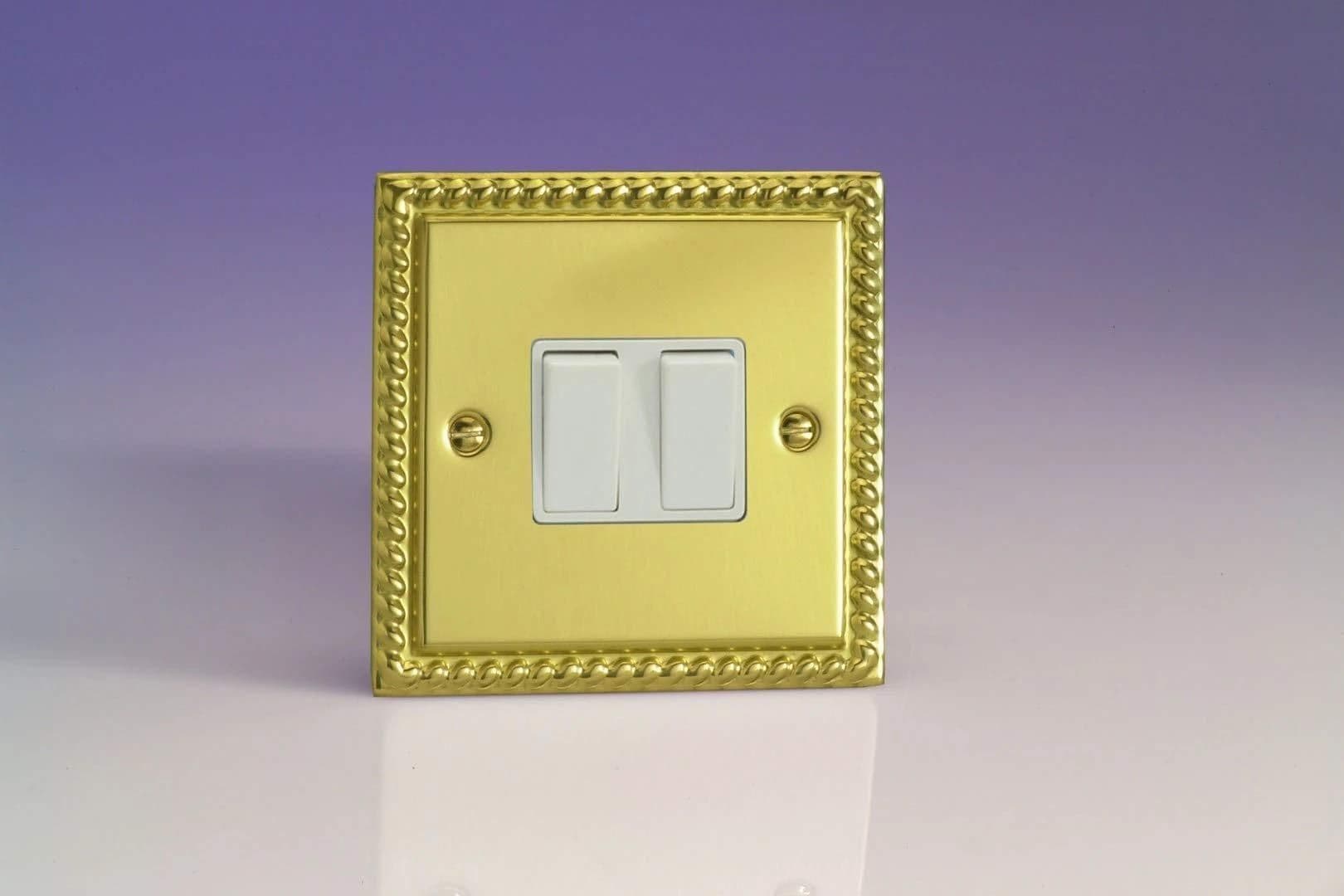 XG2W Rocker Switches Georgian Brass 2 Gang